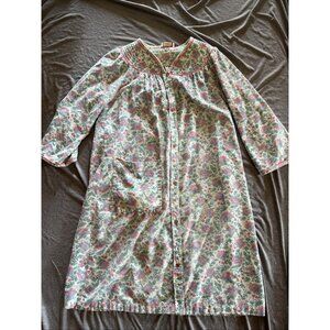 Vintage Smart Time Womens House Dress Coat Robe Duster Grandma Core Floral Med